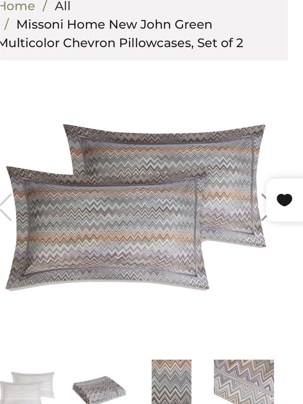 Missoni Home- 2 piece John New pillow case-standard